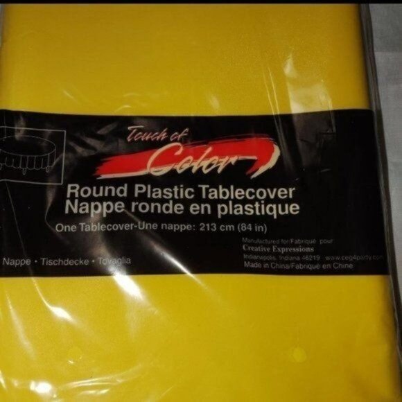 YELLOW TABLECOVERS & PLASTIC UTENSILS-NEW-LOT - Picture 2 of 2